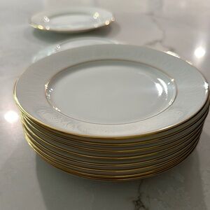 Lenox Fine Bone China White & Gold Bread & Butter / Dessert Plate Set 10 Hannah
